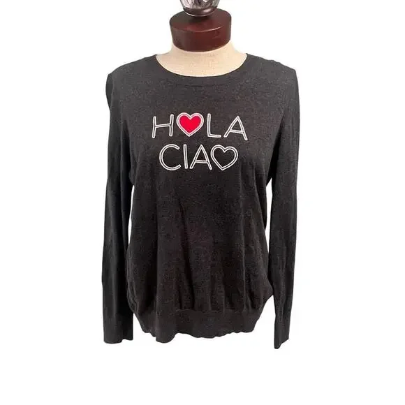 Banana Republic Hola Ciao Knit Heart Sweater Size Medium Soft Essential - Picture 1 of 5